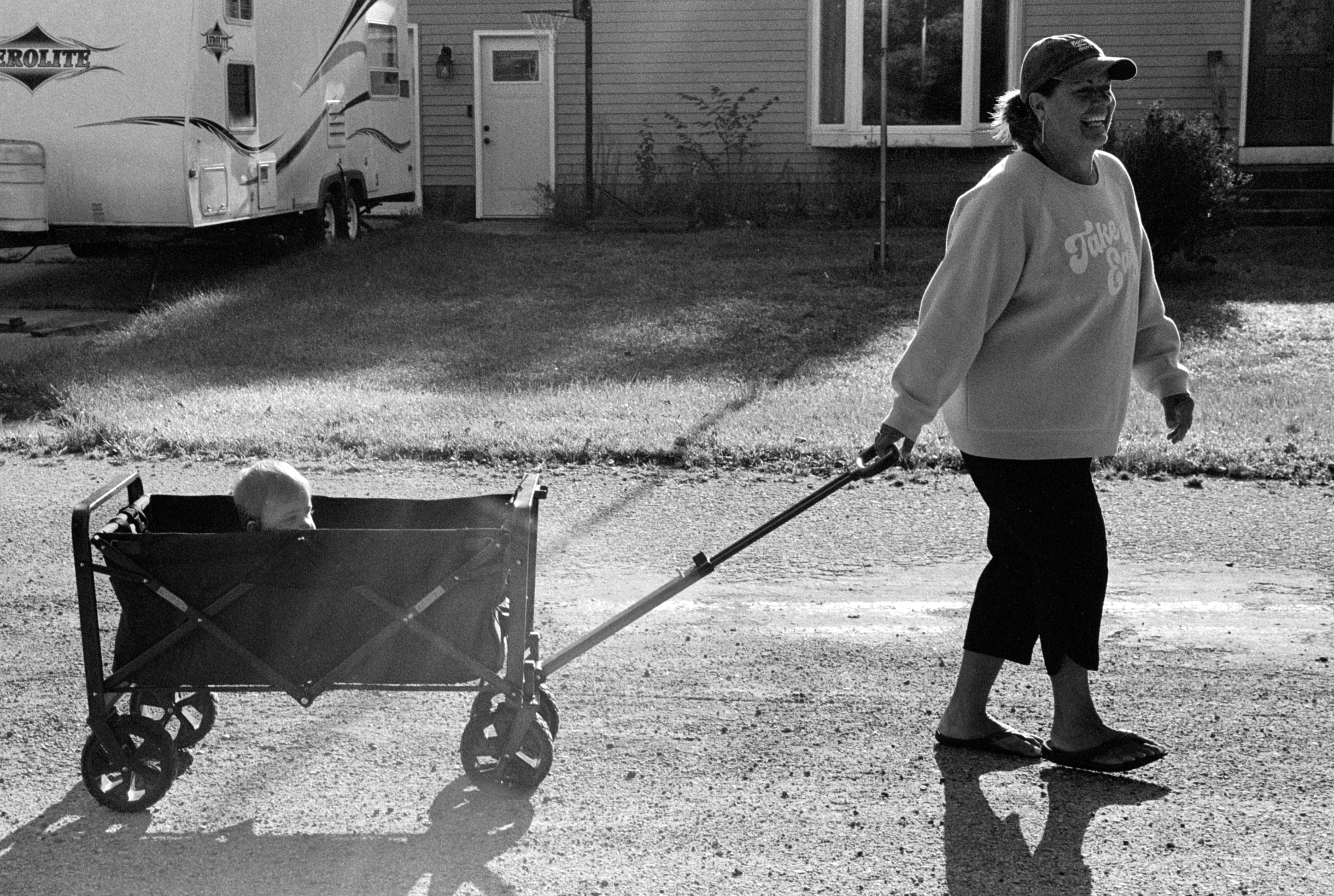 Grandma walking Lincoln