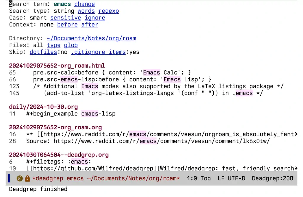 Deadgrep results for ’emacs'