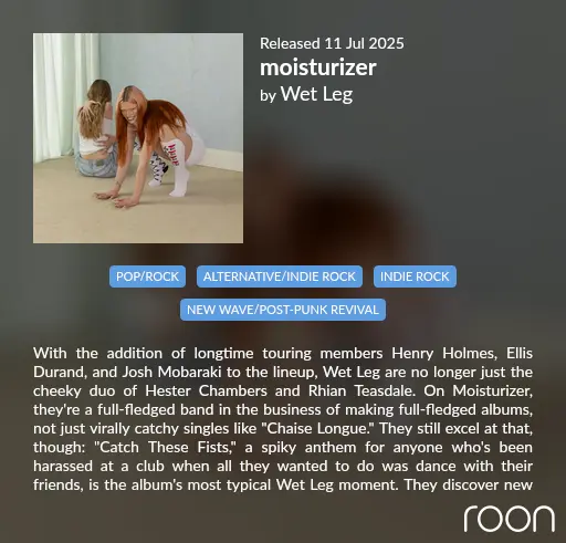Album cover - Wet Leg, moisturizer