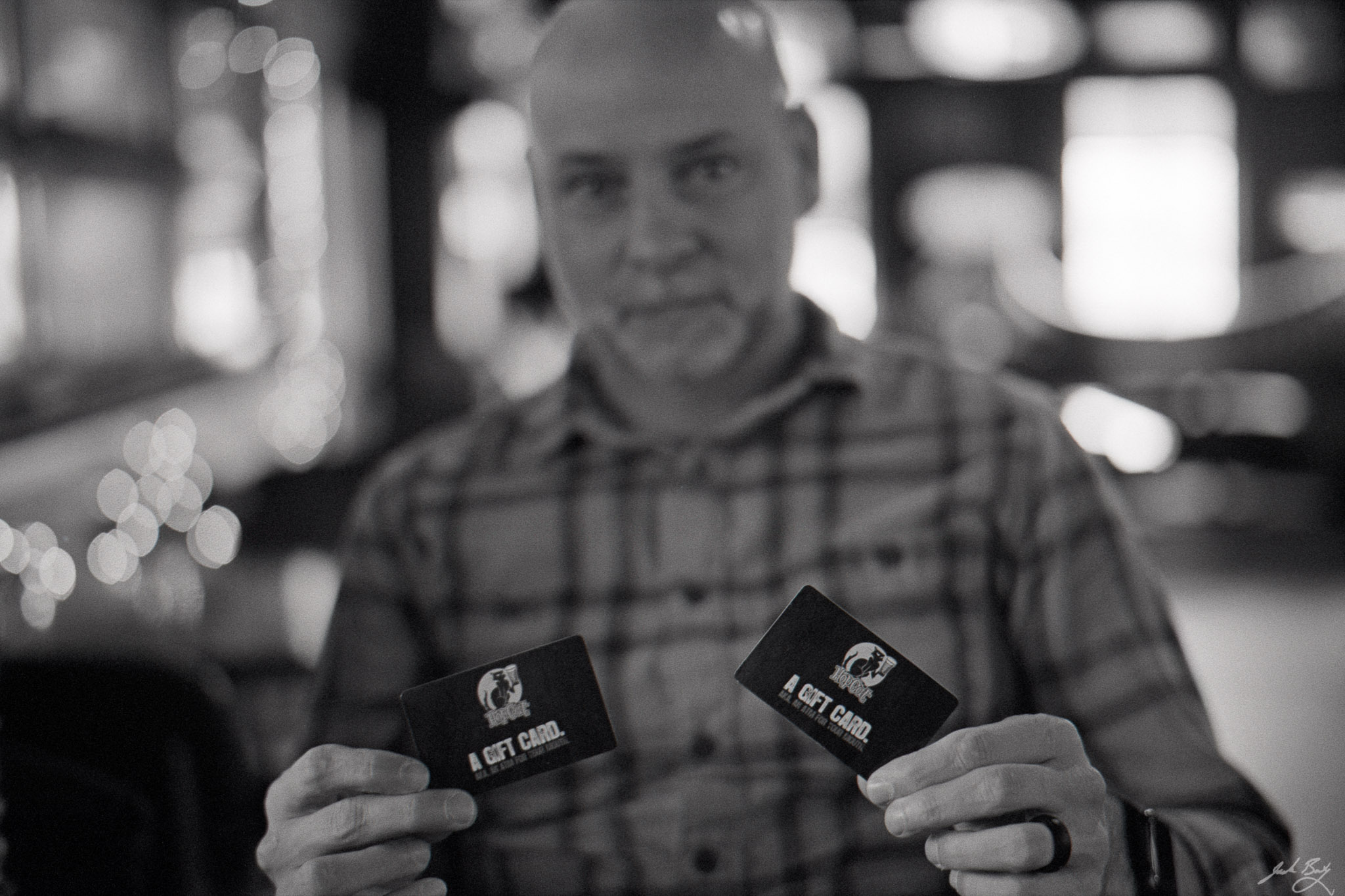 Steve at Hopcat with gift cards