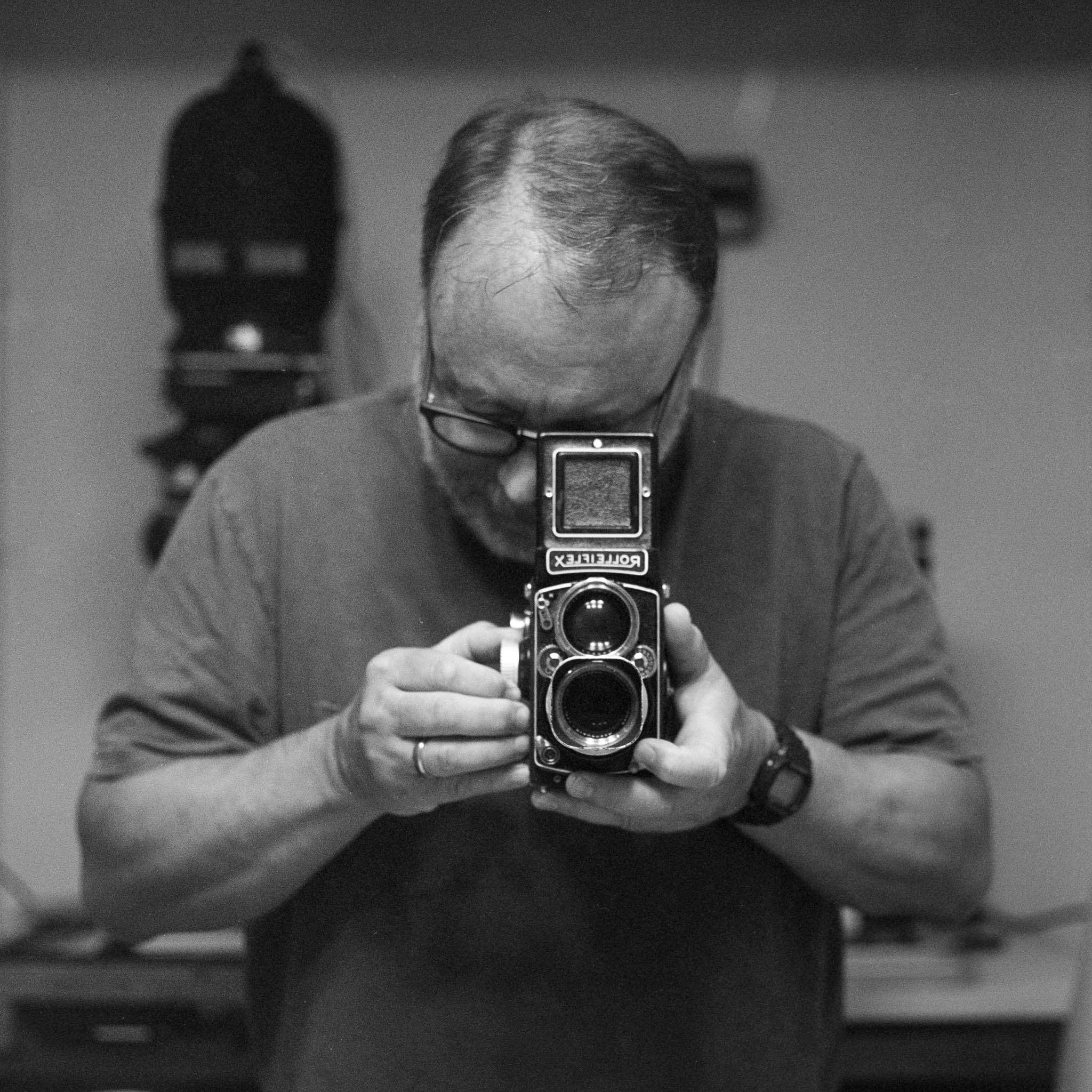 Black and white film self portrait