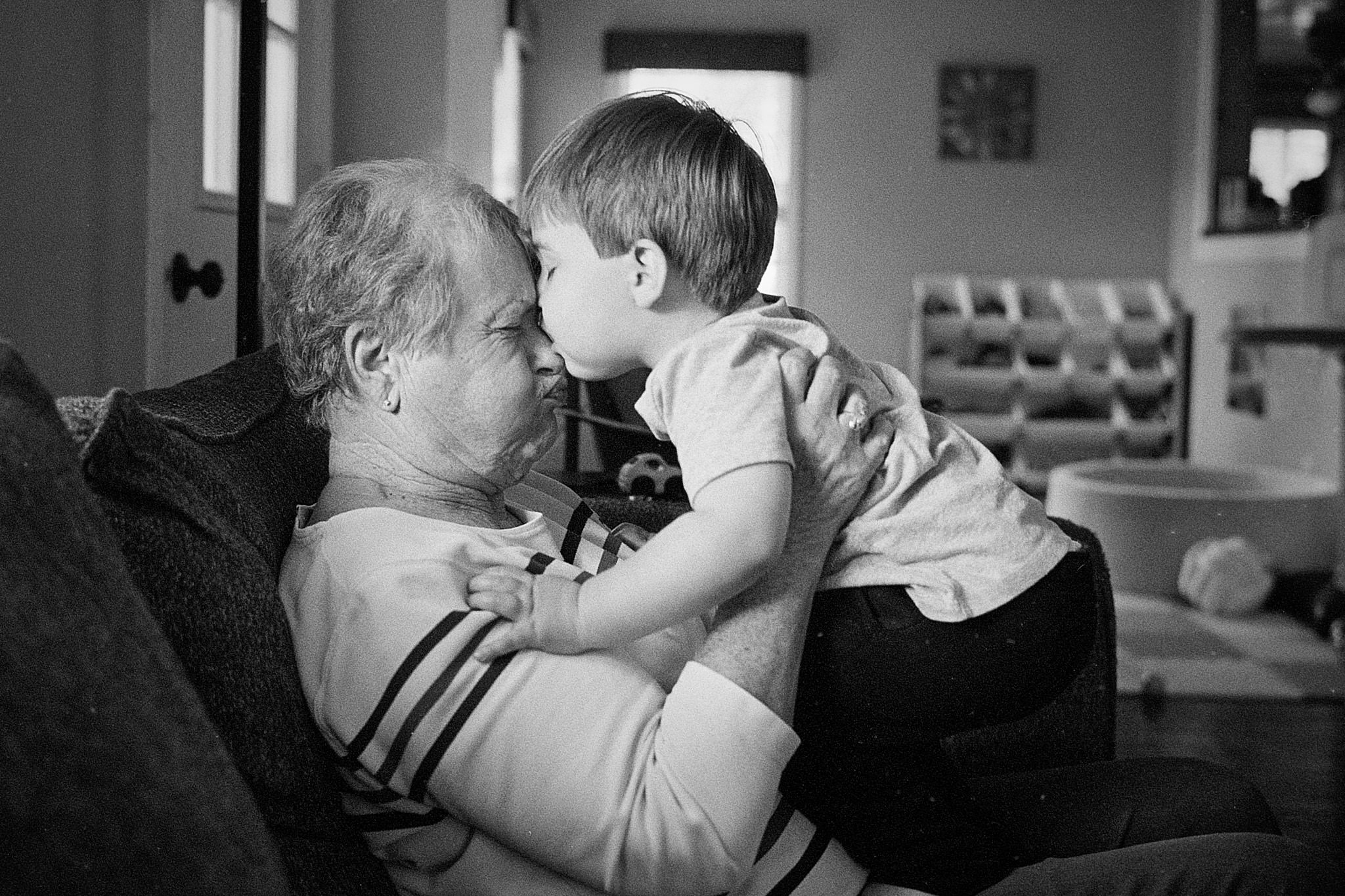 Older woman with toddler