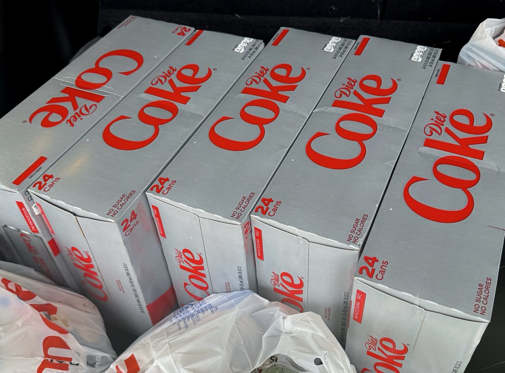 5 cases of Diet Coke in my car