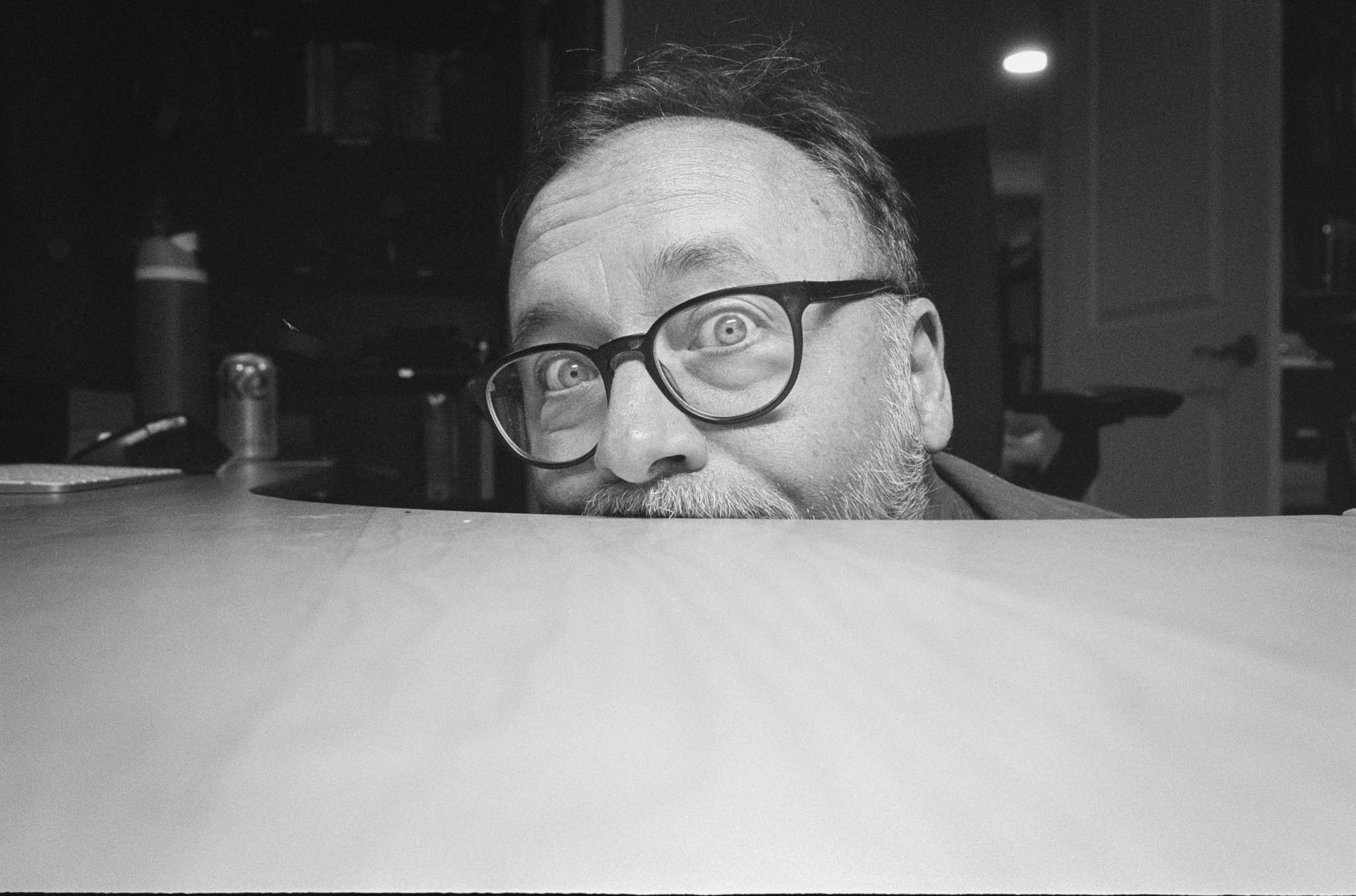 Black and white self portrait