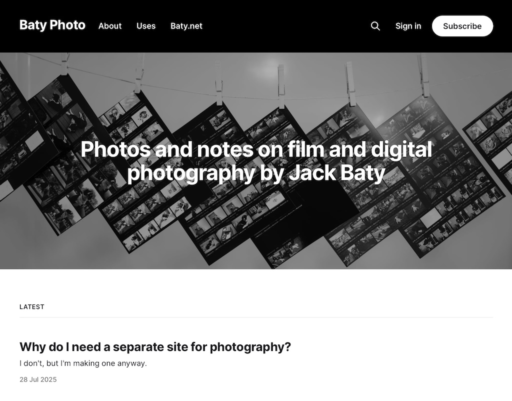 Screenshot of baty.photo home page