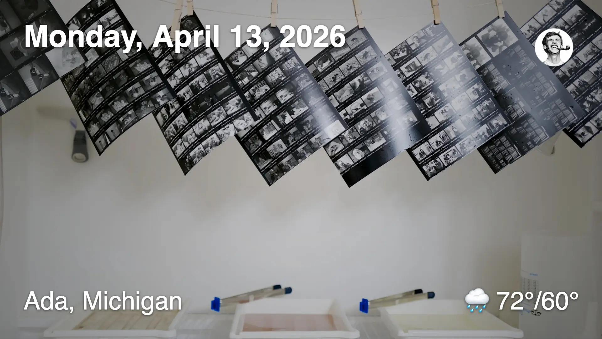Contact sheets hanging to dry in my shower