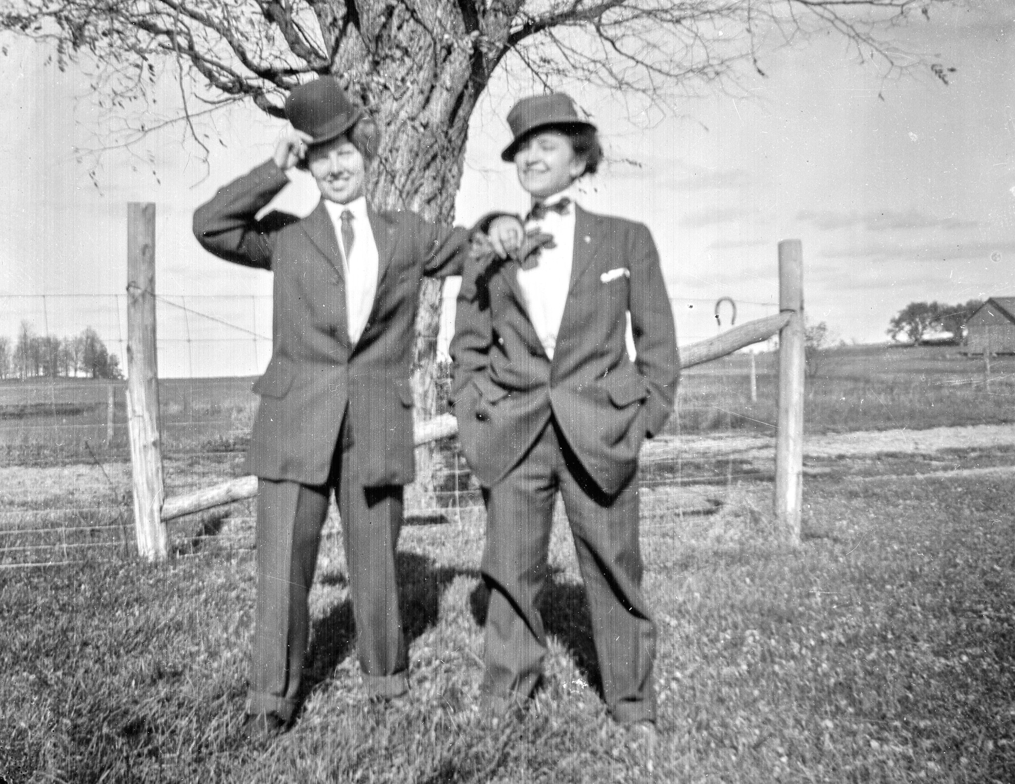 Found negative (1910s). Two women dressed in mens clothes