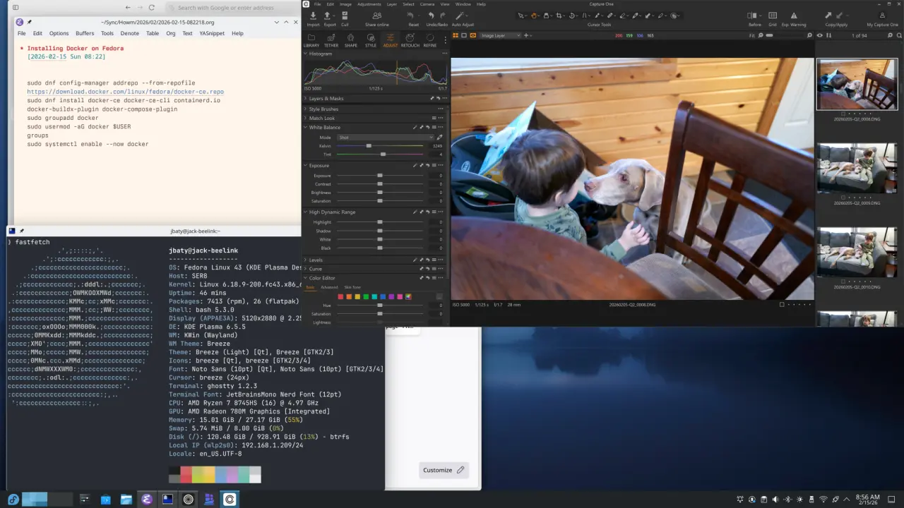 See that app in the upper right? That&rsquo;s Capture One, running in KDE via WinBoat