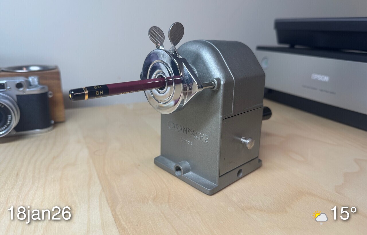 Pencil sharpener with pencil inserted