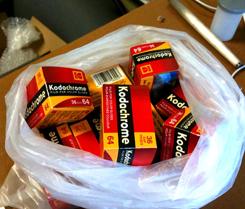 A small bag containing boxes of Kodachrome