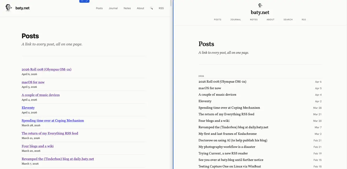 Screenshot before and after