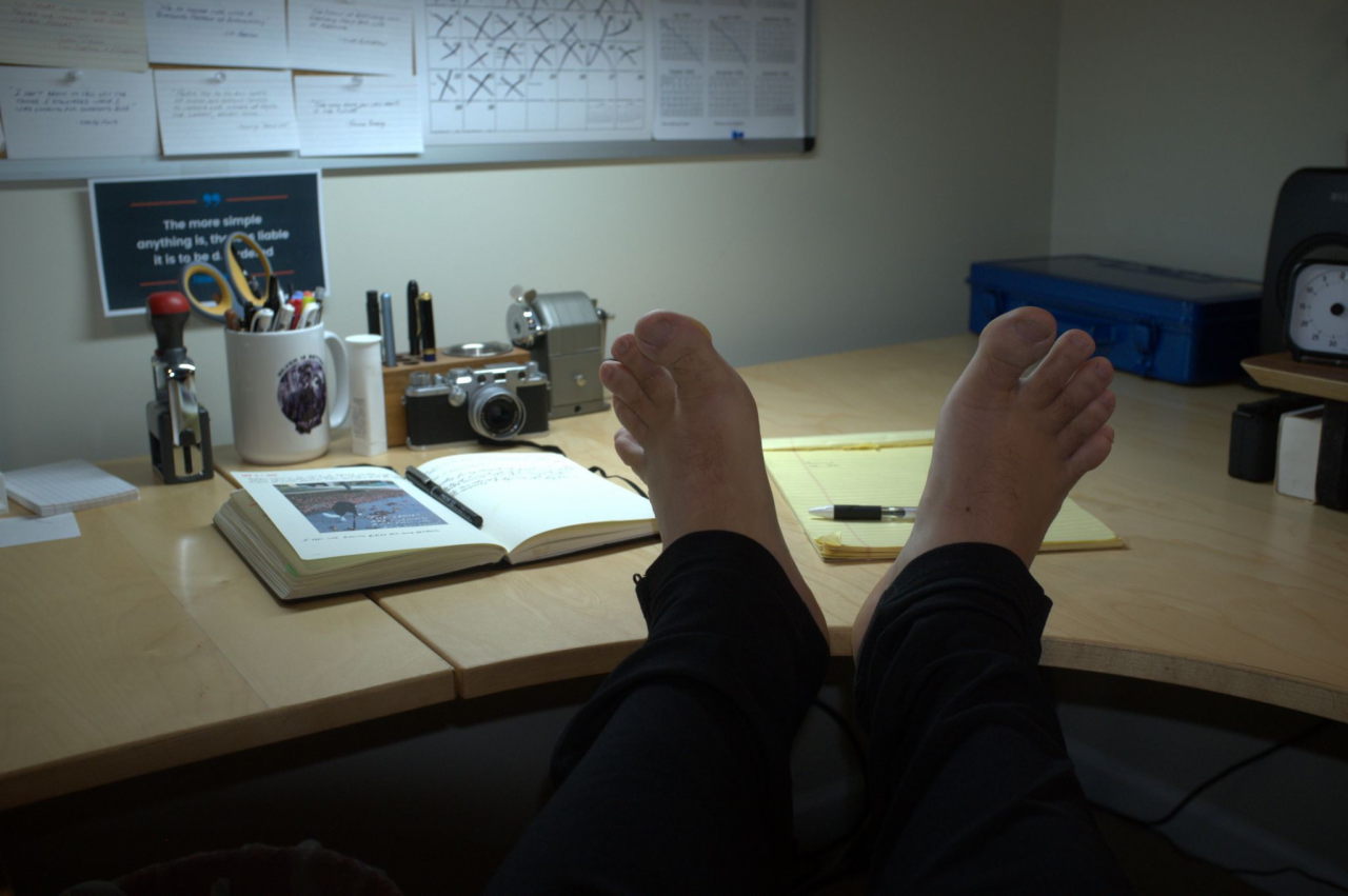 My feet up on the desk