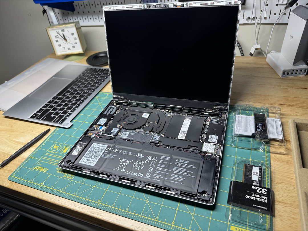 Framework 13 laptop before assembly