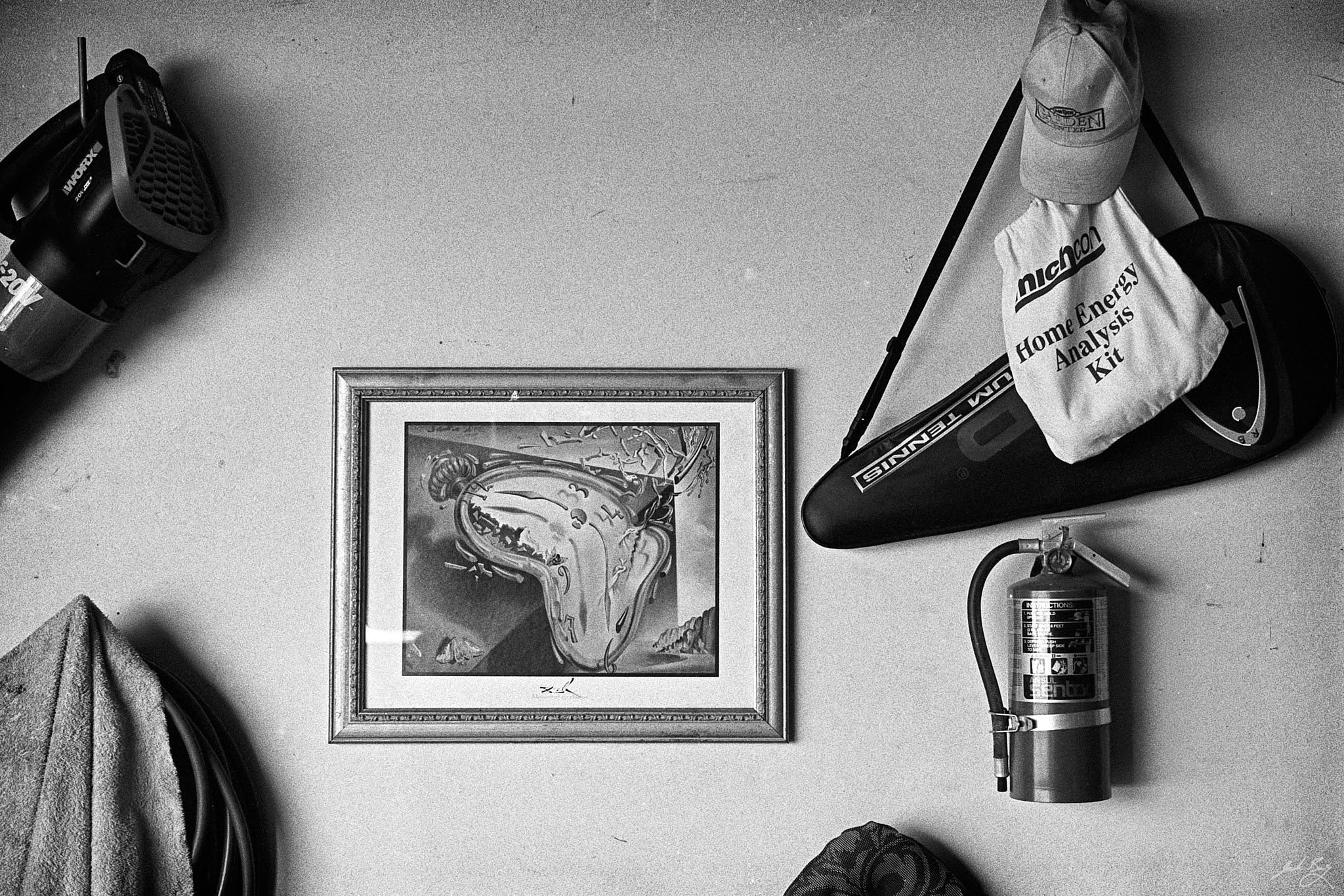 Wall in my dad's garage (2022). Leica MP. 50mm Summilux. HP5.