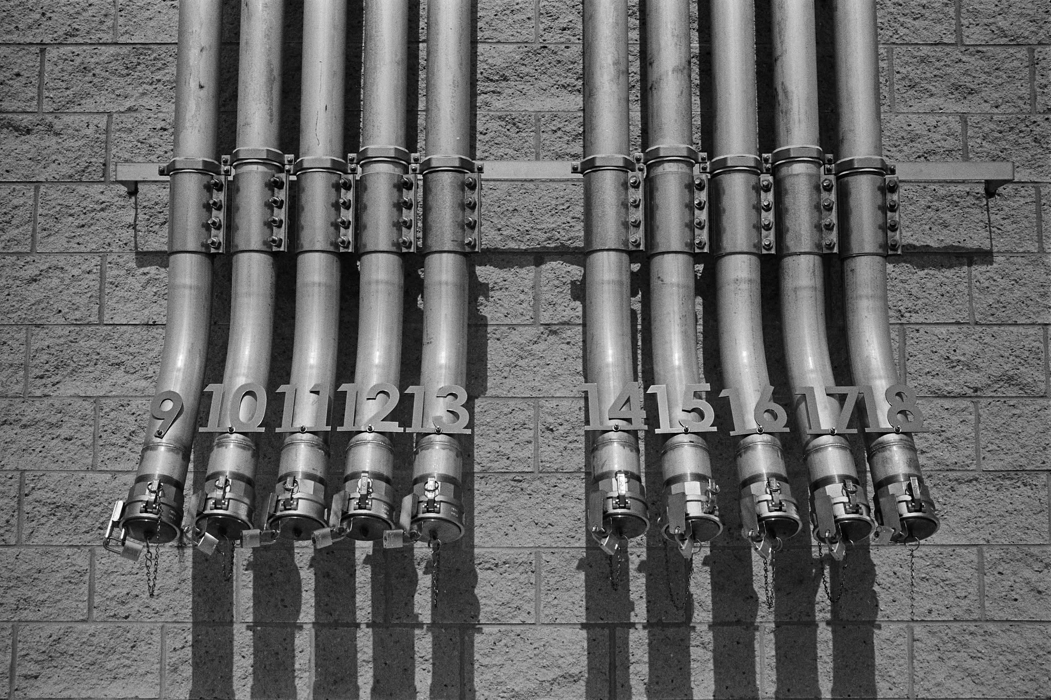 Pipes at Founders Brewing (2022). Leica MP. Summilux-M 50mm. HP5.