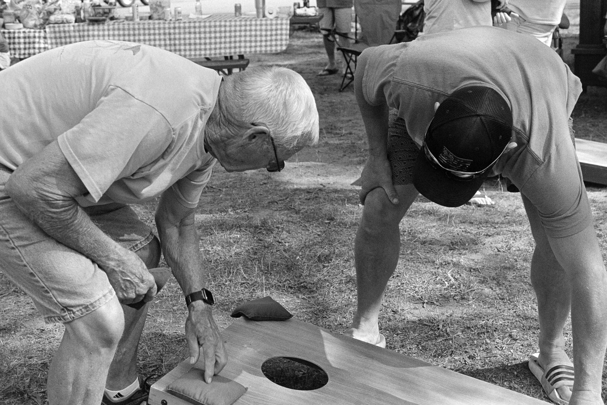 Playing cornhole