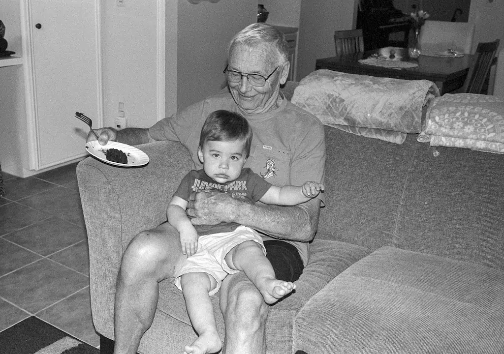 My dad and Lincoln. Testing manual flash.