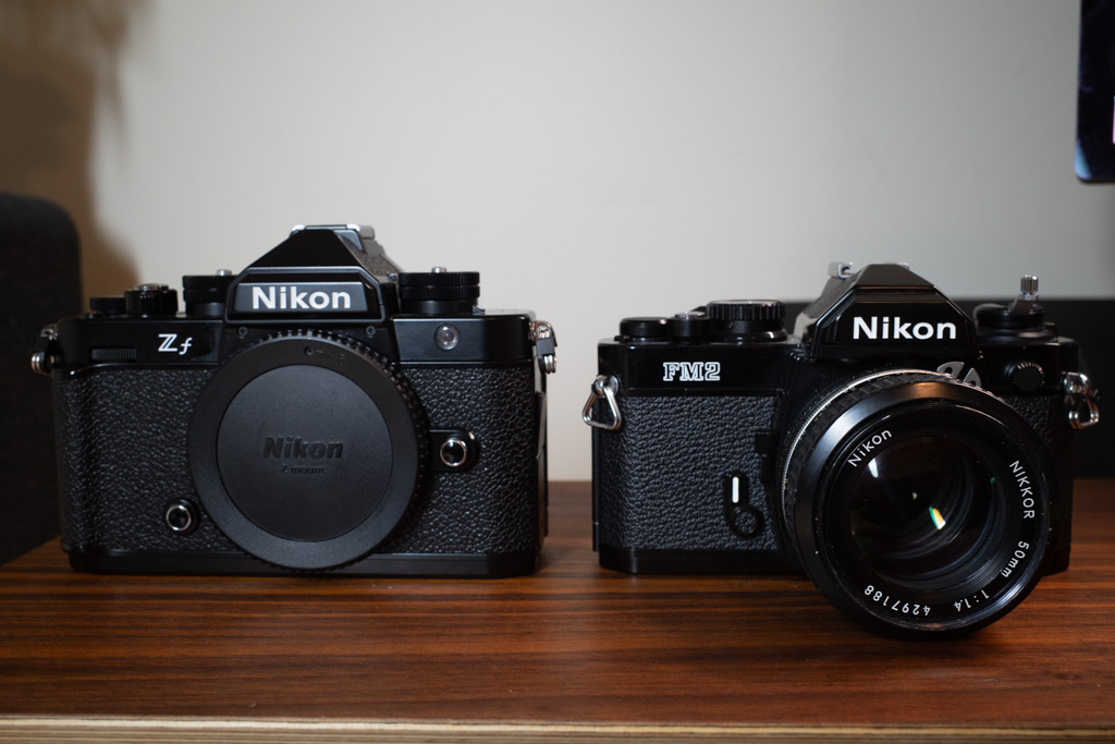 Nikon Zf and Nikon FM2n make a good-looking couple.