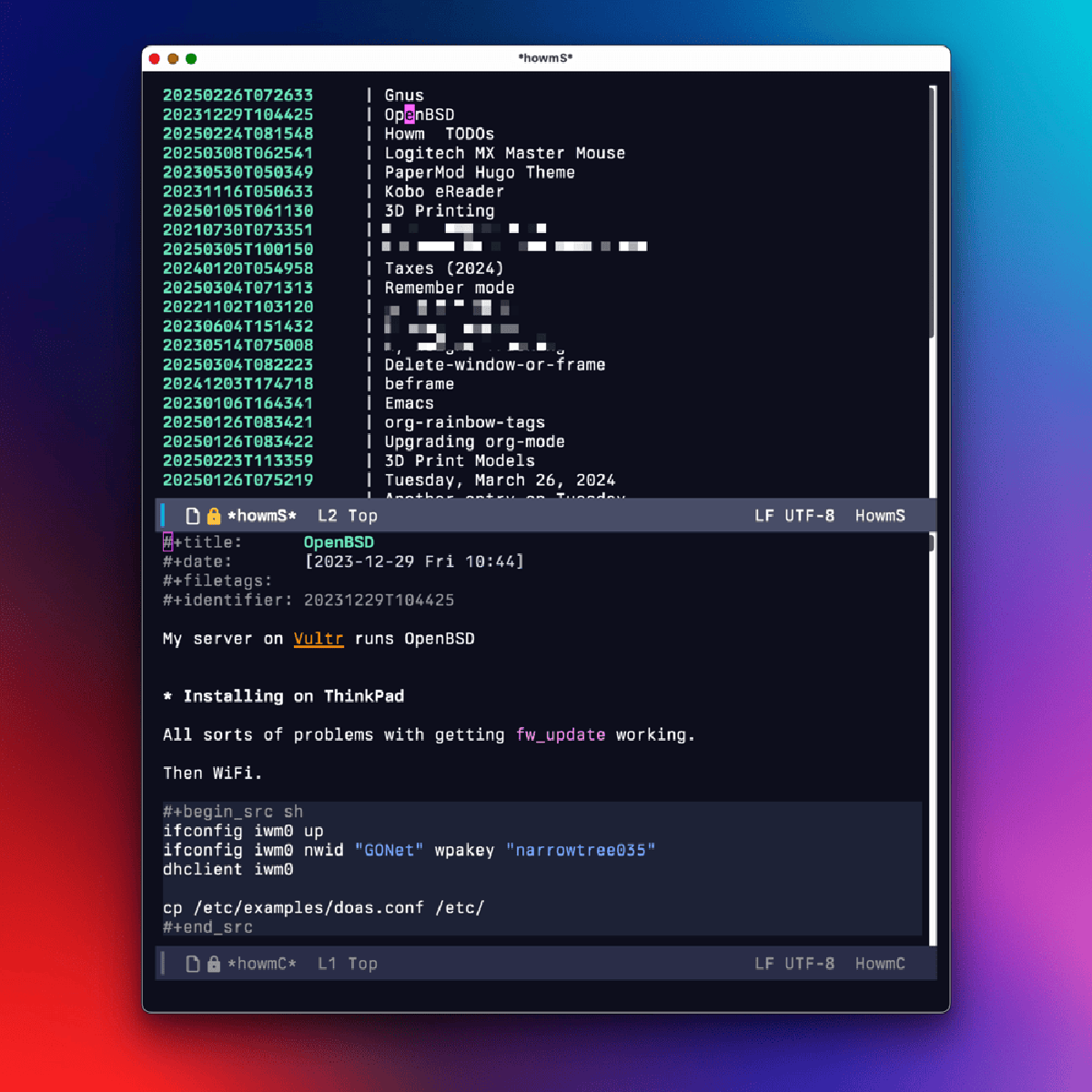 Denote and Howm, sitting in a tree