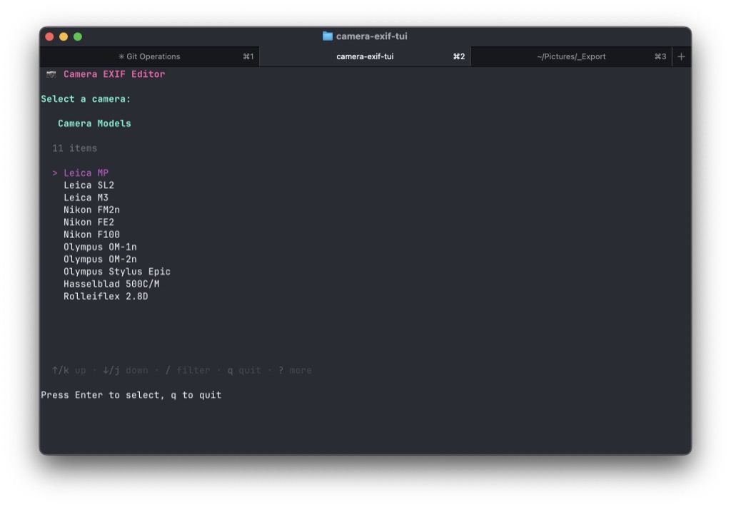 Screenshot of TUI