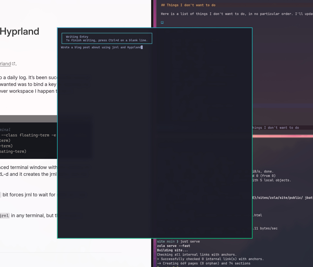Screenshot using jrnl window